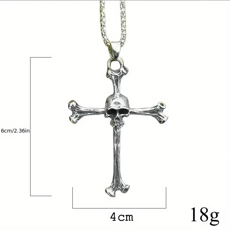 Skull and Bones Cross Necklace.