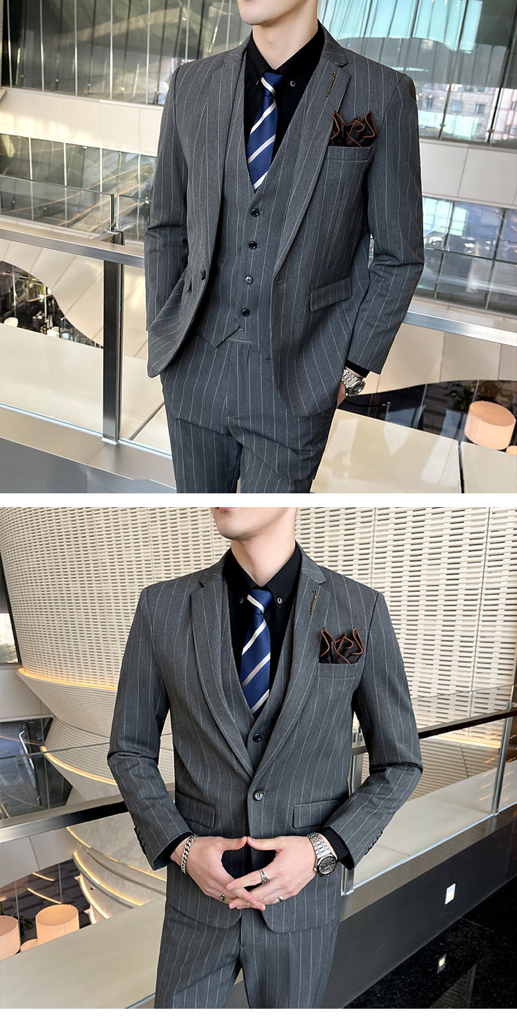 Men's Striped Three-piece Suit