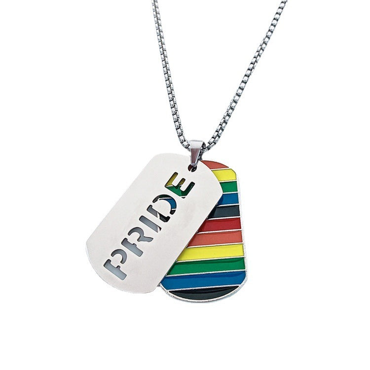 Rainbow Dog Tag Necklace