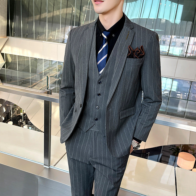 Men's Striped Three-piece Suit