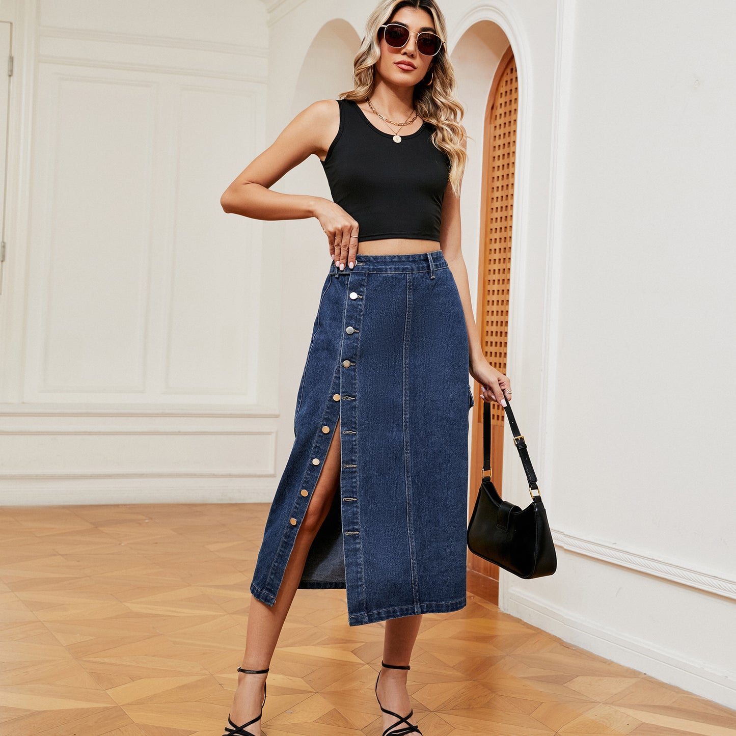 Denim Cargo Pants Casual Skirt