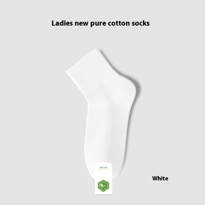 Summer Thin Pure Cotton Deodorant Sweat Absorbing Sports Tube Socks