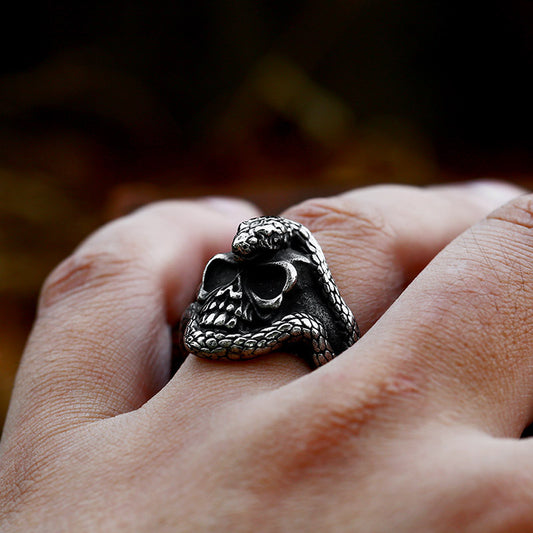 Python Skull Titanium Steel Ring