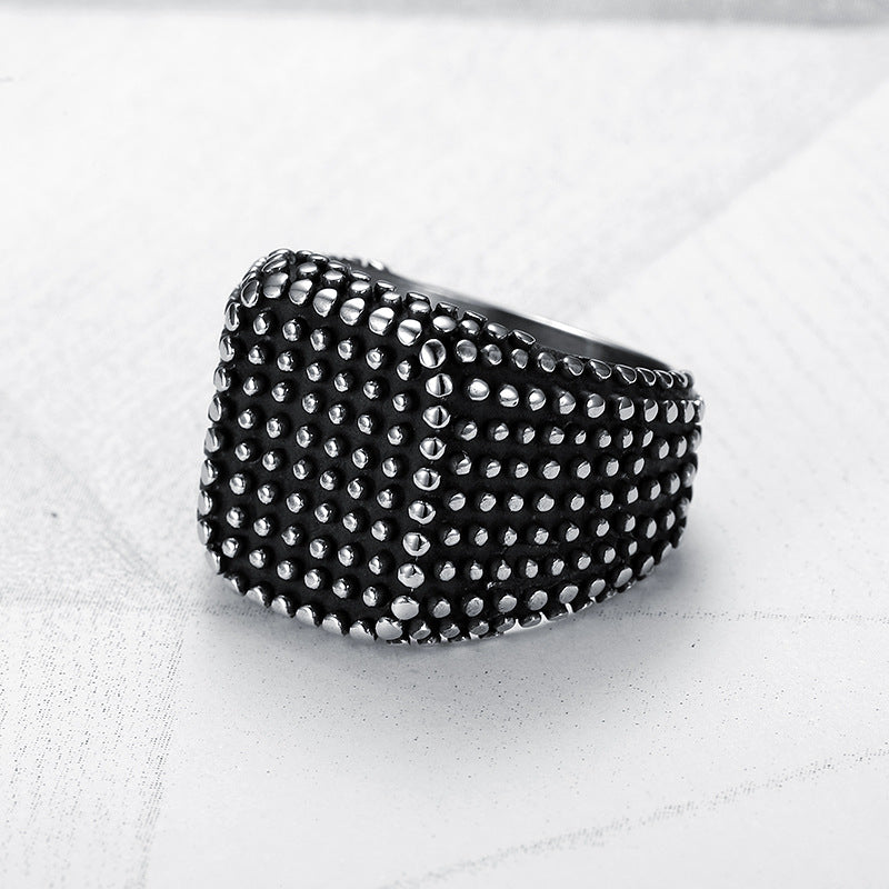 Men's Fashion Black Square Hemp Dot Ring