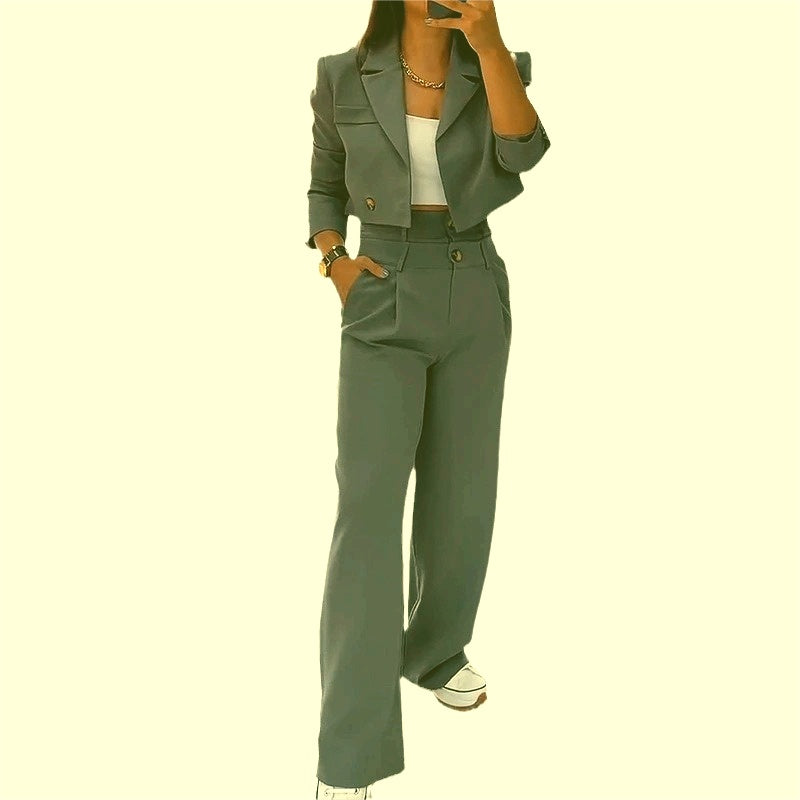 Women's Short Top Casual Pants Suit