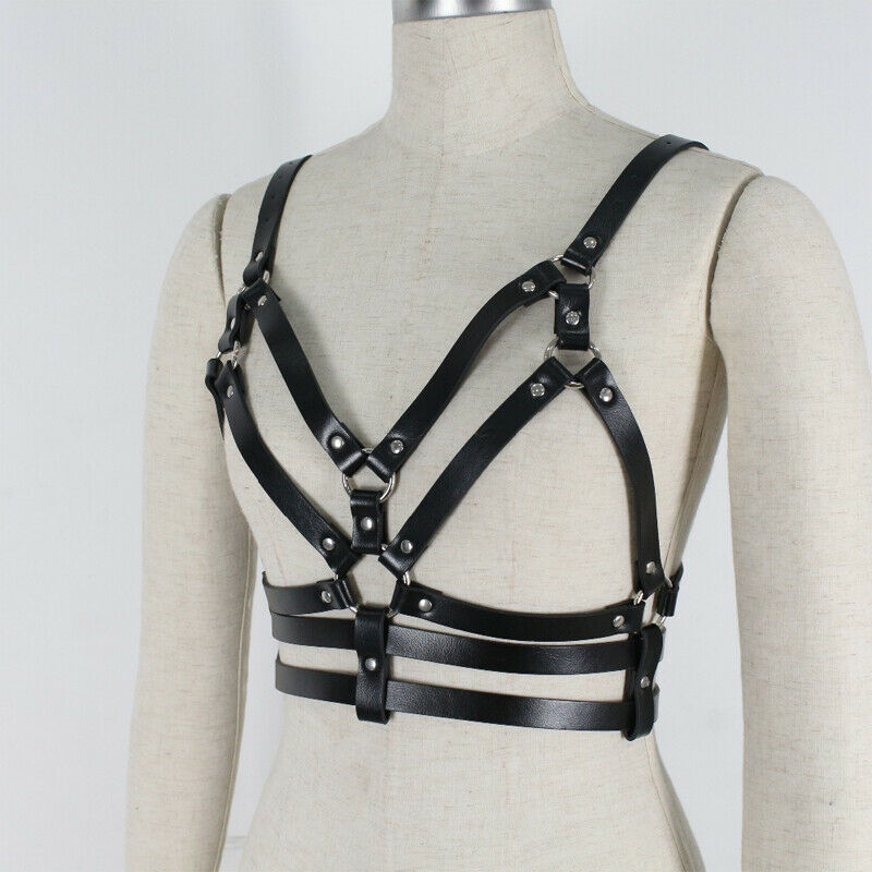 Leather Bra with Body Chains