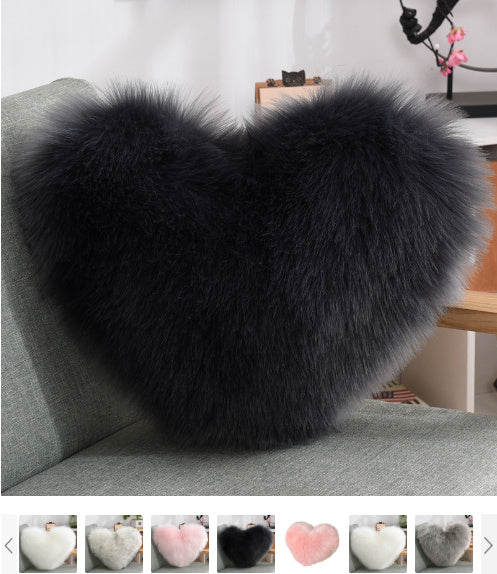 Heart Shape Long Plush Fluffy Pillow Covers