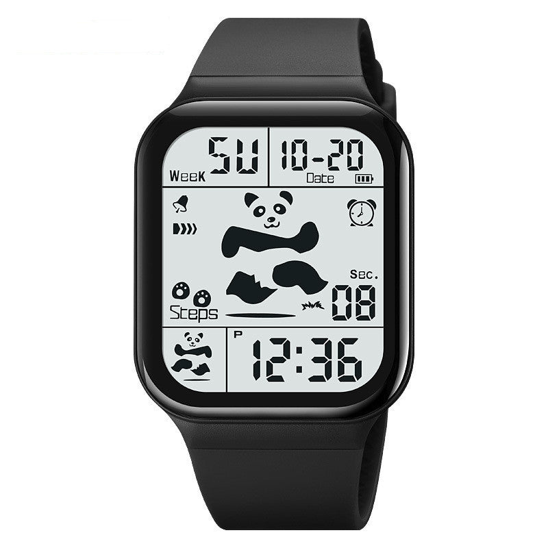 Square Polychrome Panda Waterproof Multifunctional Watch