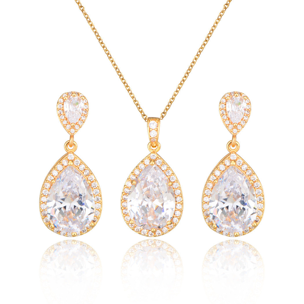 Zircon Water Drop Necklace Set