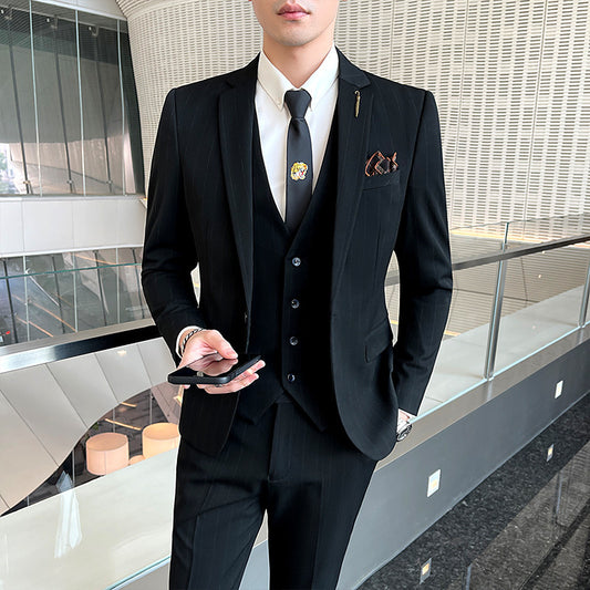 Men's Striped Three-piece Suit