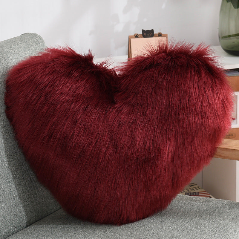 Heart Shape Long Plush Fluffy Pillow Covers