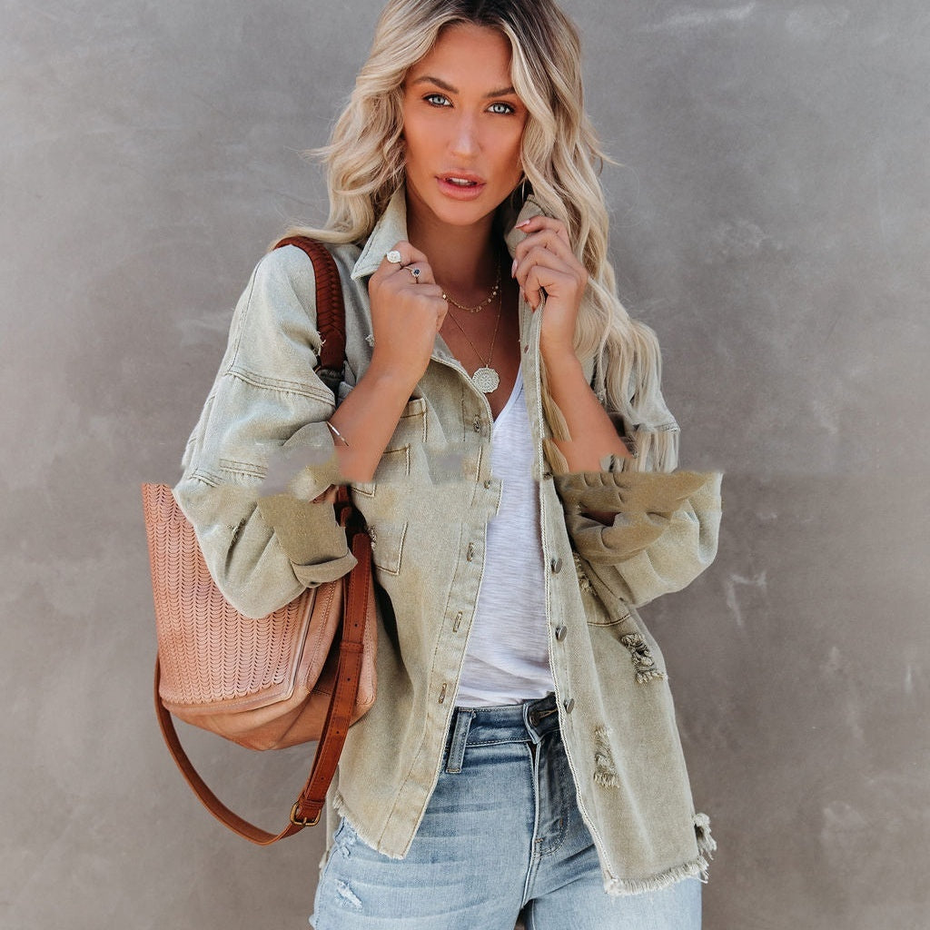 Ripped Denim Coat