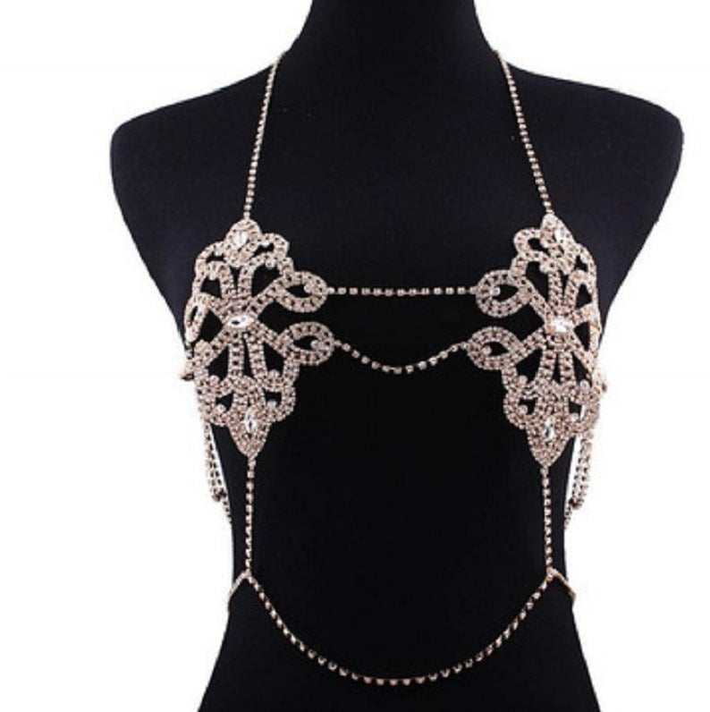 Sexy Female Bloggers Body Chain Suit