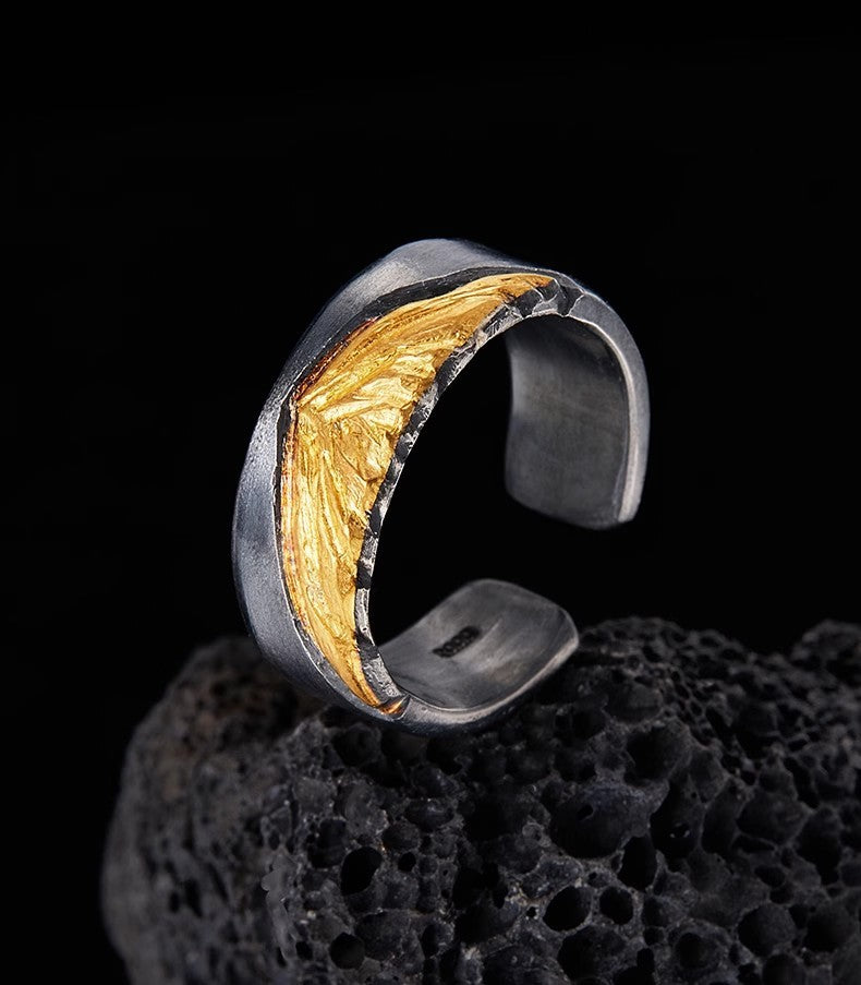 Men's Silver-wrapped Gold Opening Ring