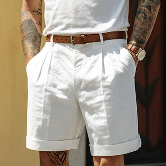 Men's Pleated Pocket Straight Leg Shorts