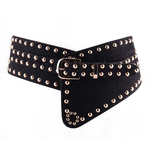 Rivet Elastic Wide Waistband Fashion Belt