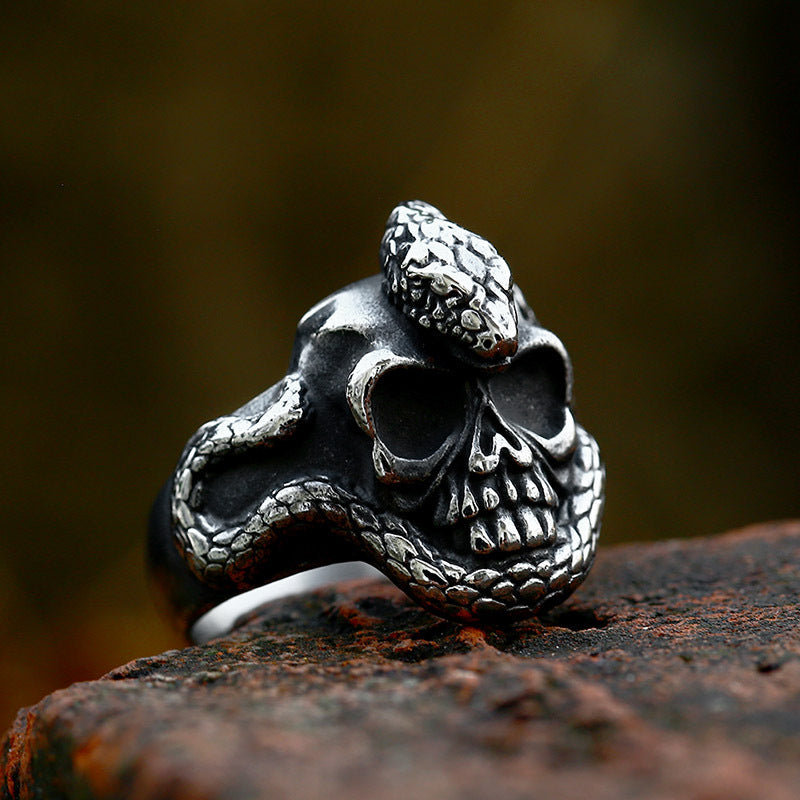 Python Skull Titanium Steel Ring