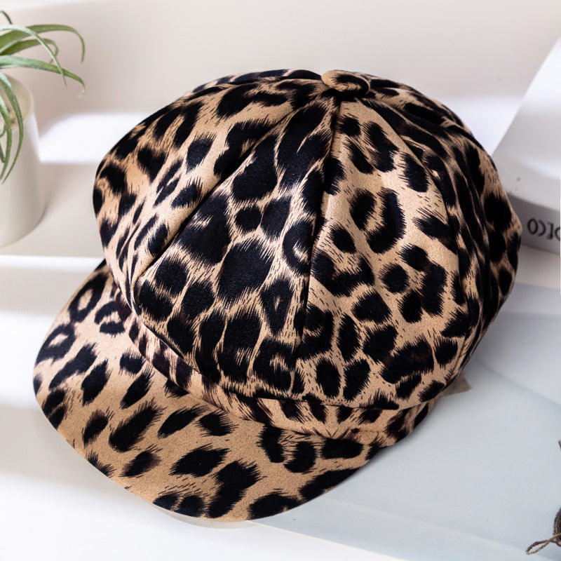 Leopard Print Octagonal Hat