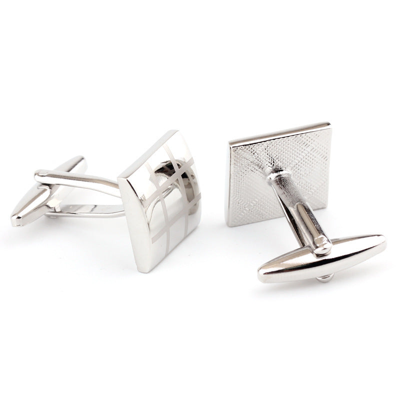 Men's Square Plaid French Cufflinks