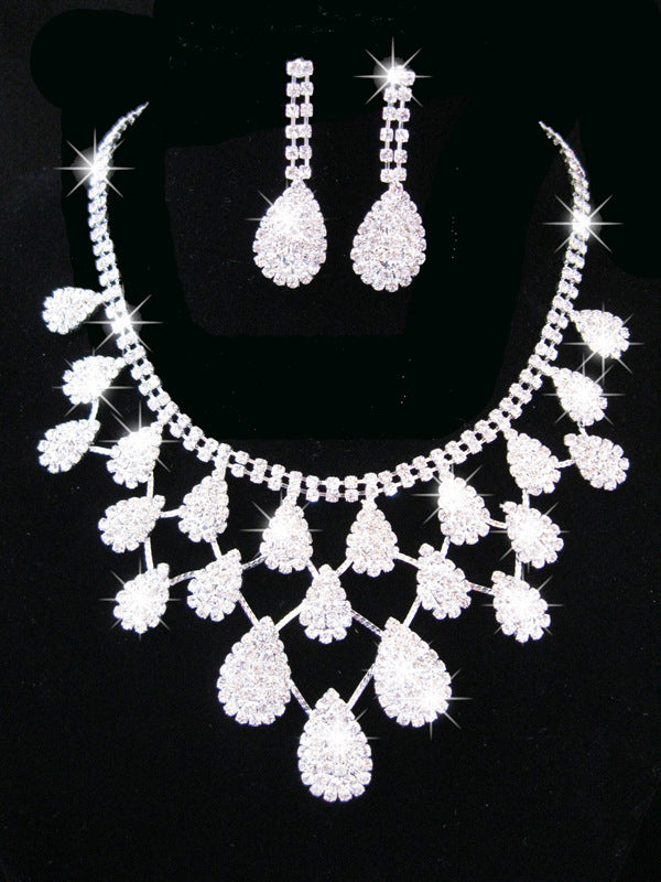 White Rhinestone Necklace Set