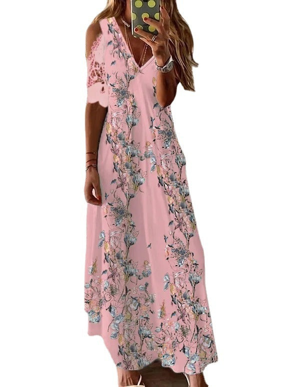 Summer Floral Short Sleeve Printed Bohemian Dress