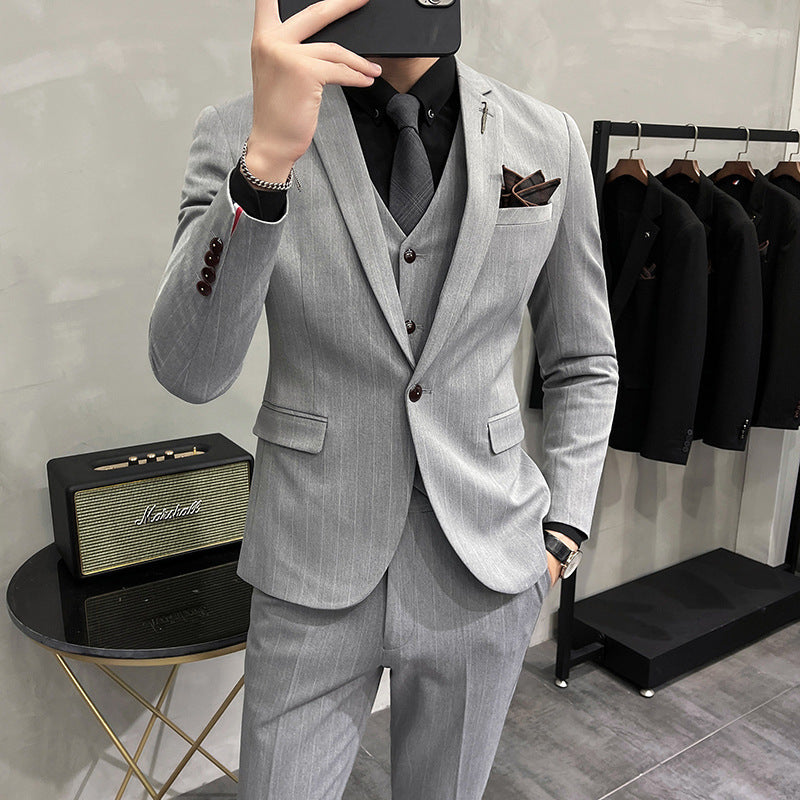 Men's Striped Three-piece Suit