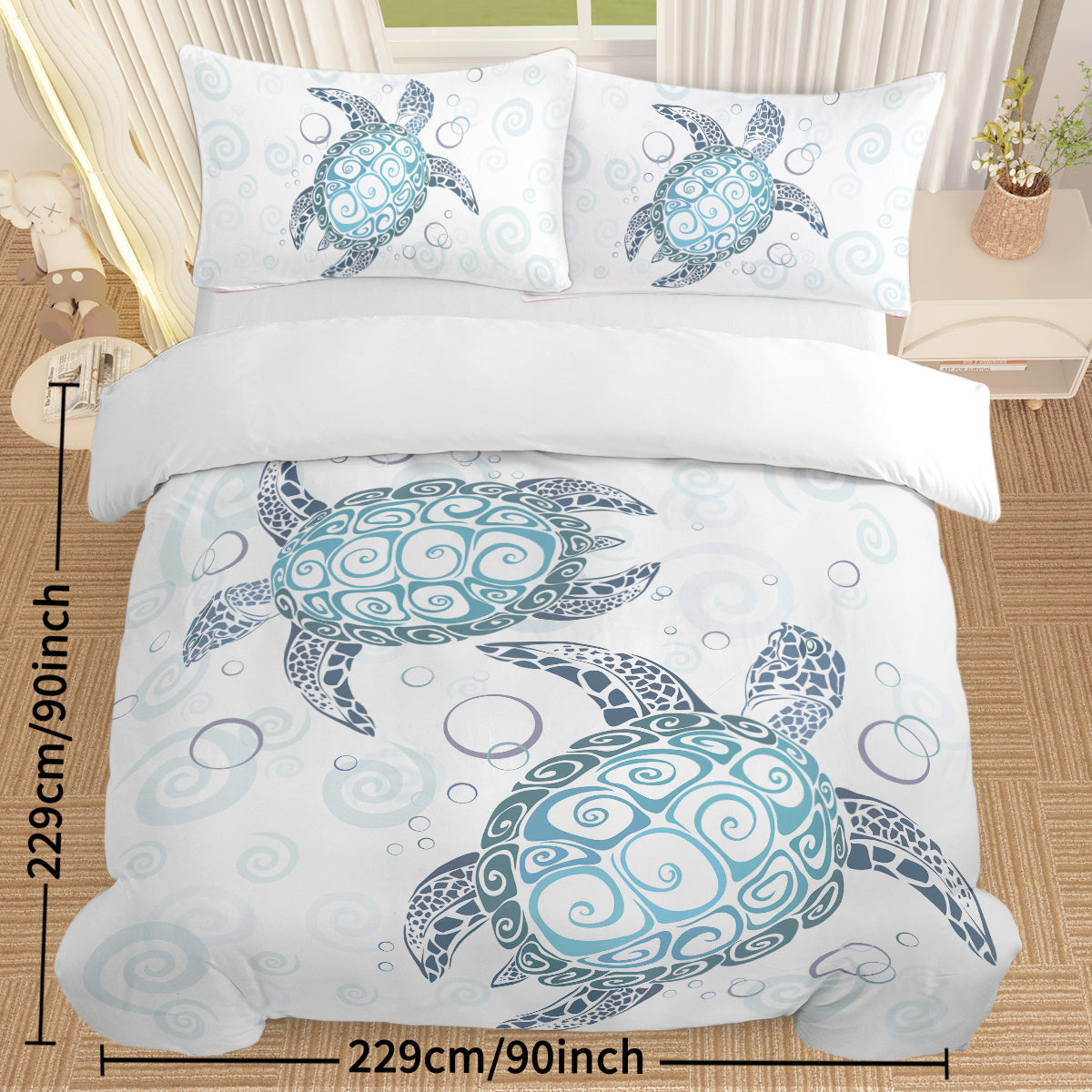 Sea Turtle Three Piece Bedding Set