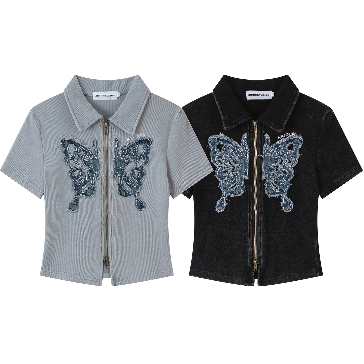 Embroidered Cardigan Short Sleeve T-shirt