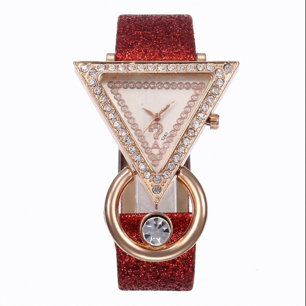 Triangle Diamond Set Metal Dial Watch