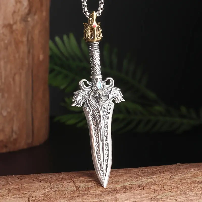 Lion's Head Crown Sword Necklace.