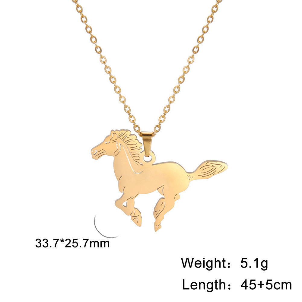 Running Horse Stainless Steel Necklace