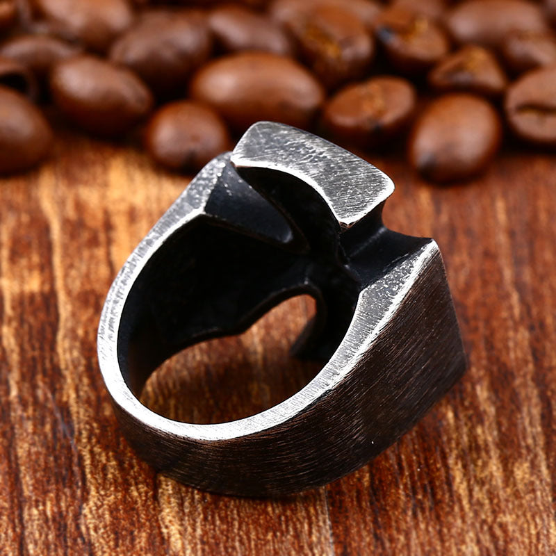 Men's Antique Black Iron Cross Ring