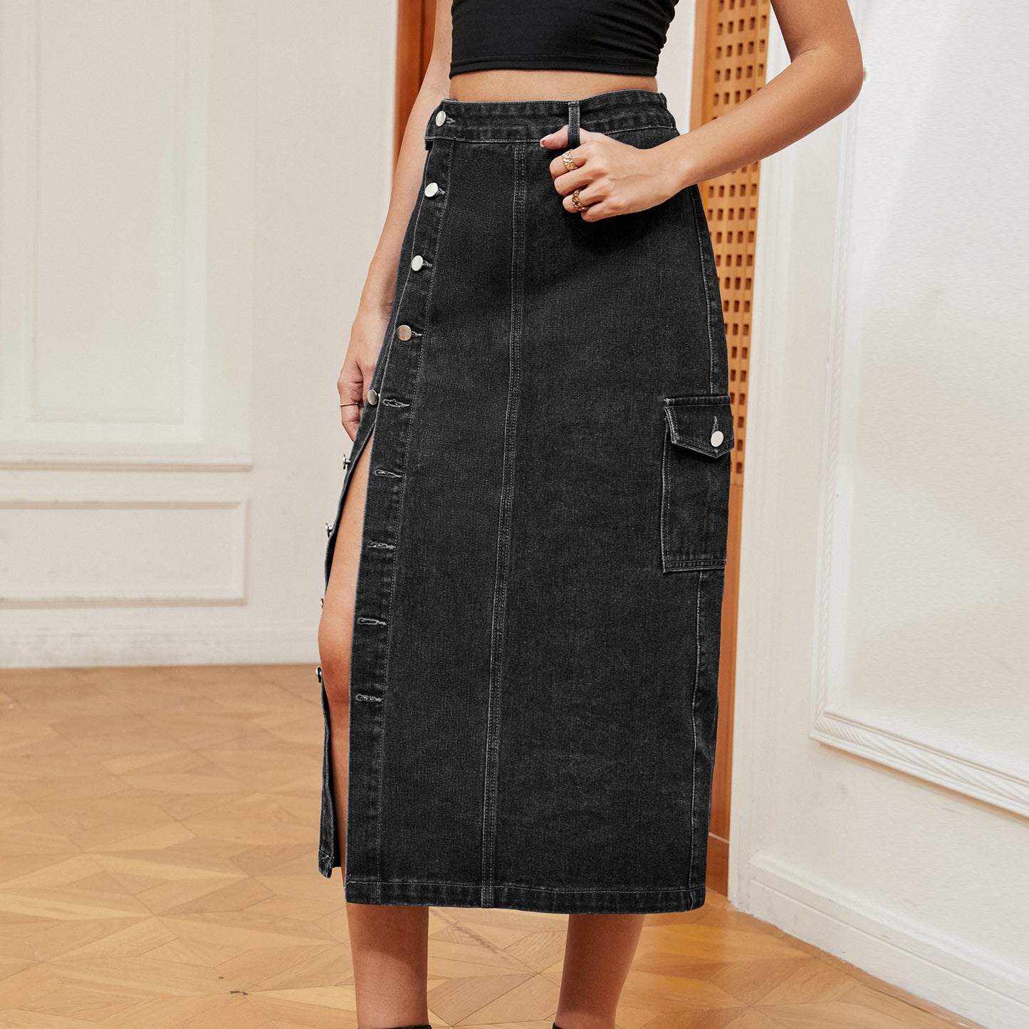 Denim Cargo Pants Casual Skirt