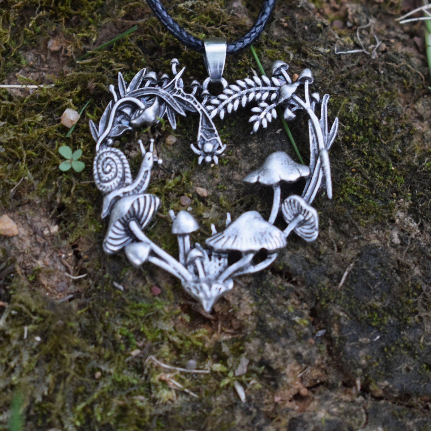 Nature Heart Mushroom Necklace