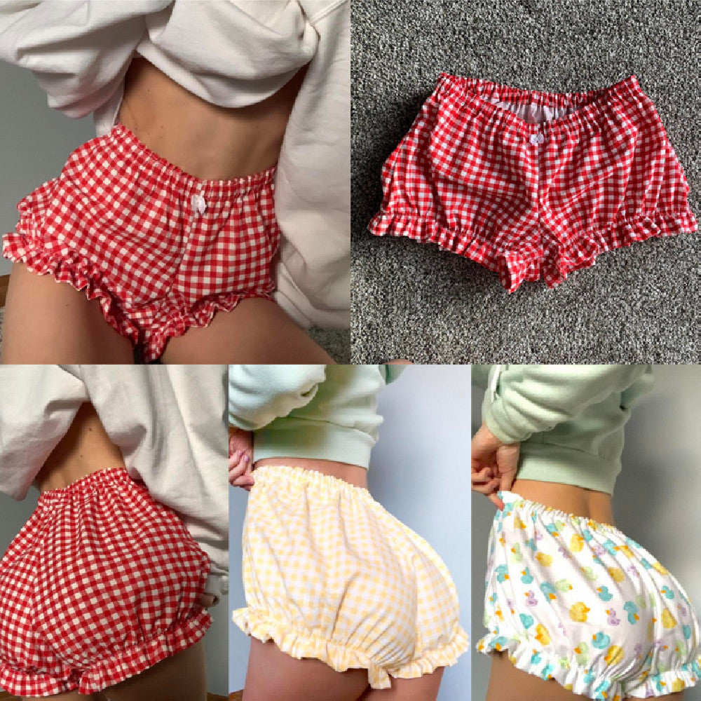 Bowknot Plaid Shorts