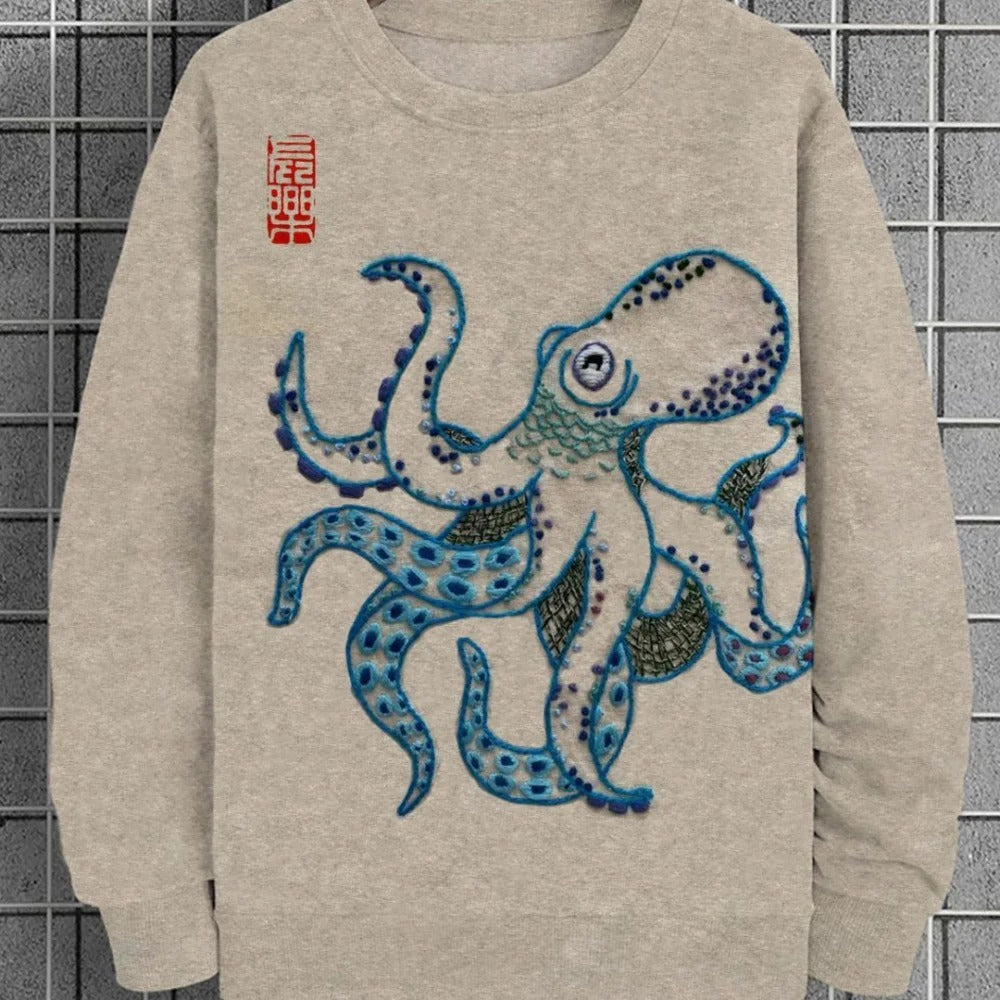 Ocean Creature 3D Digital Printed Round Neck Sweater