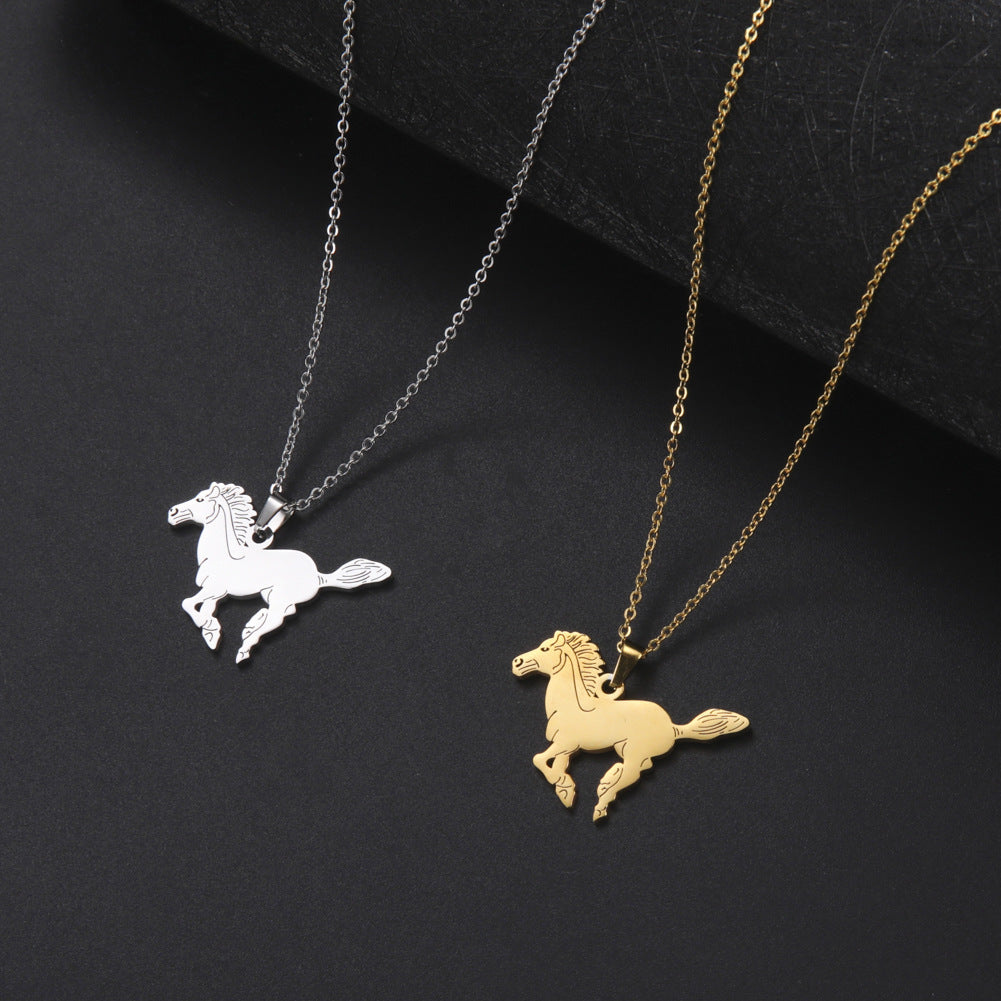 Running Horse Stainless Steel Necklace