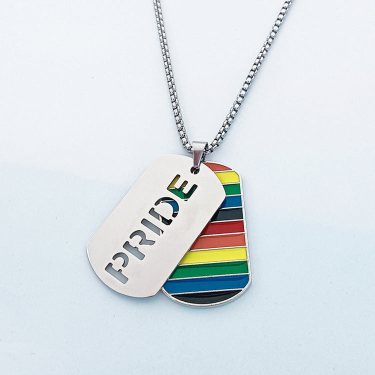 Rainbow Dog Tag Necklace