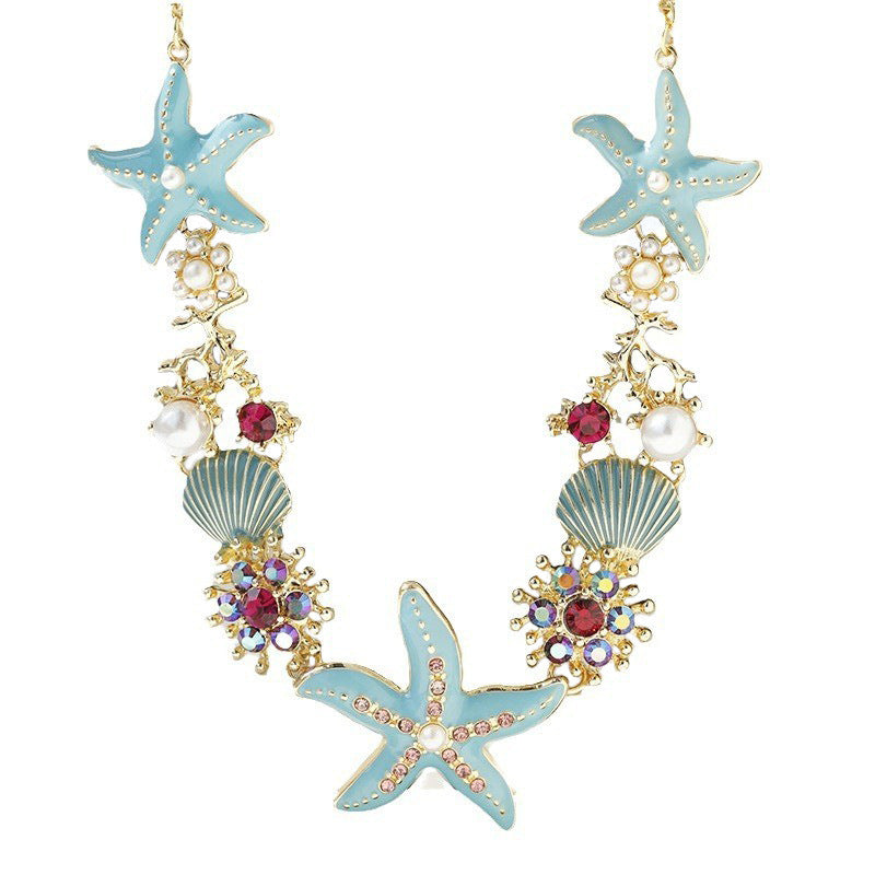 Starfish Shell Clavicle Chain Necklace