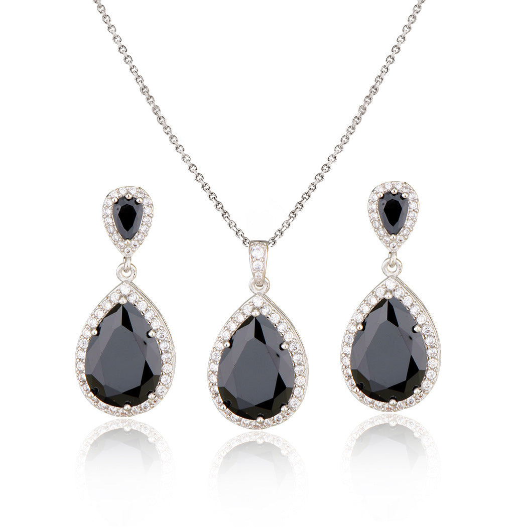 Zircon Water Drop Necklace Set