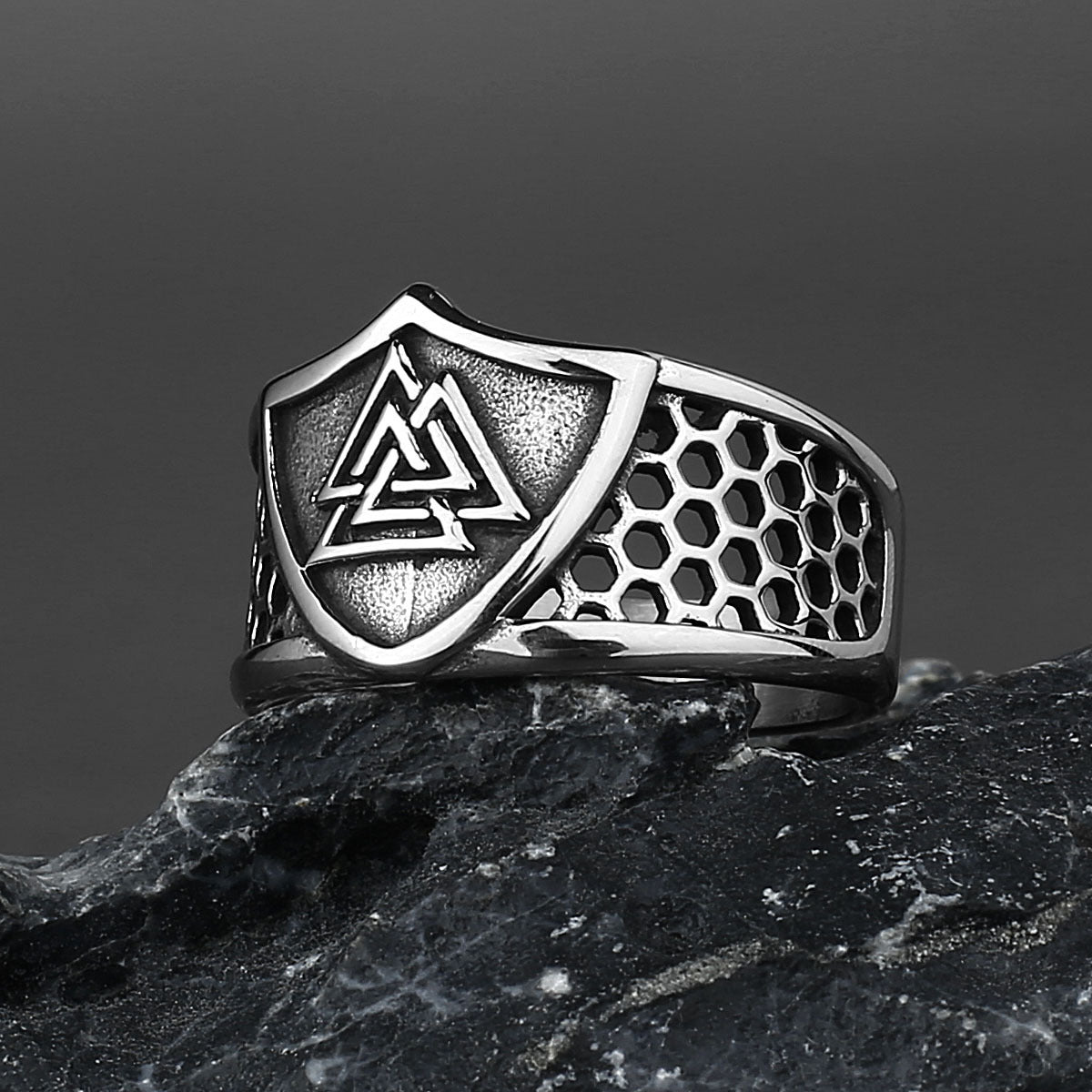 Viking Warrior Shield Titanium Steel Ring