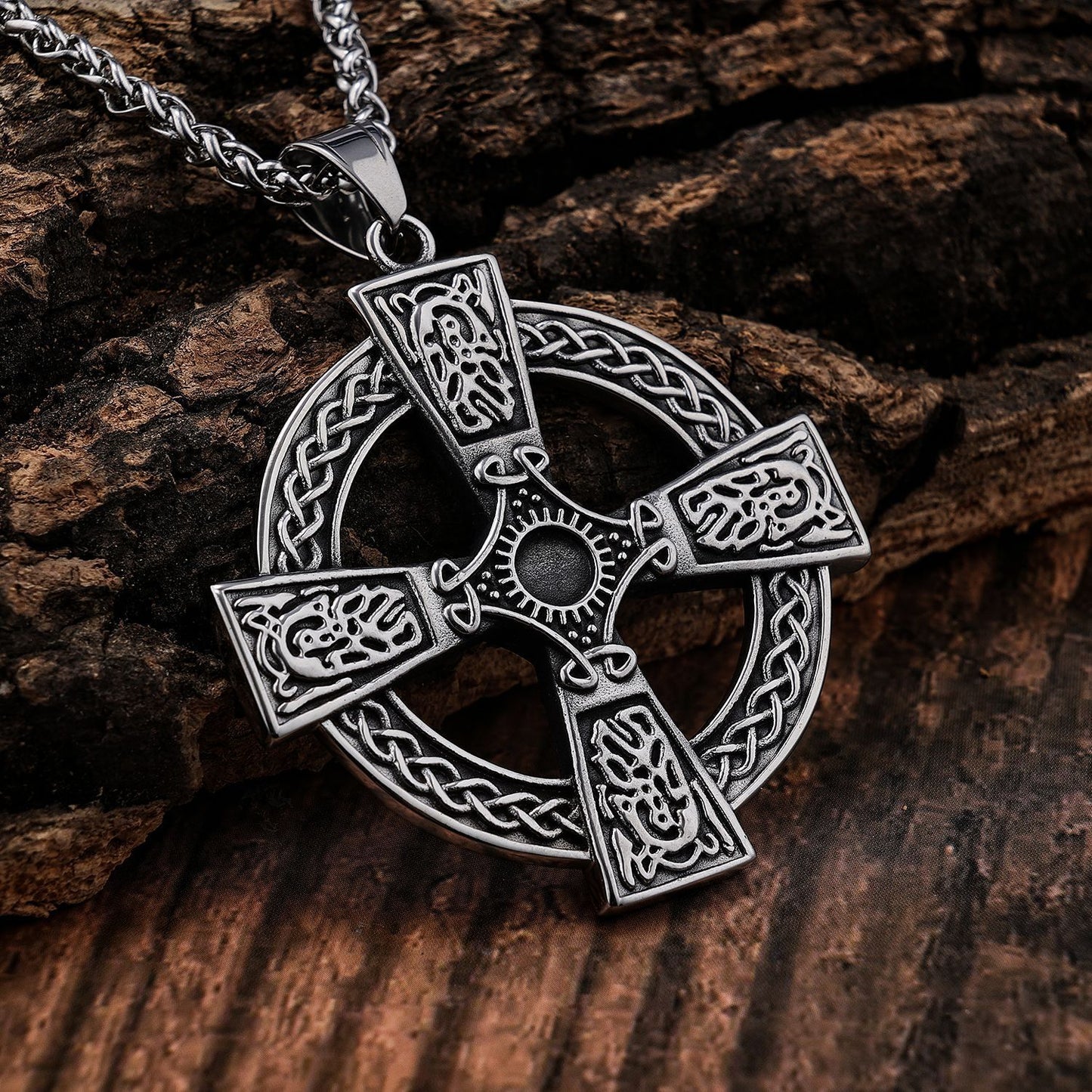 Stainless Steel Celtic Cross Pendant Necklace