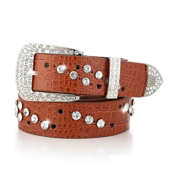 Women's Fashionable Belt With Diamond Decoration