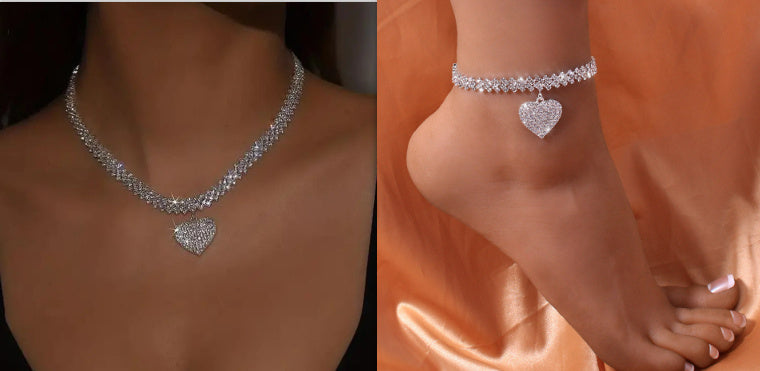 Rhinestone Heart Anklet