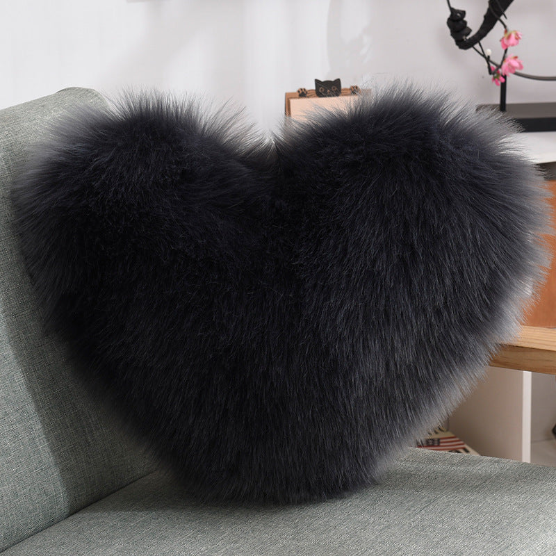 Heart Shape Long Plush Fluffy Pillow Covers