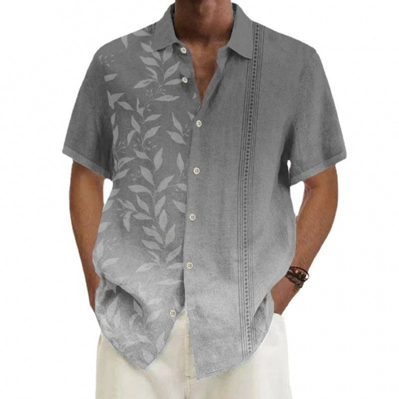 Hawaiian Short Sleeve Gradient Color 3D Digital Printing Shirt