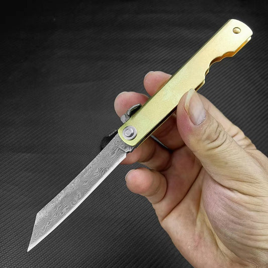 Mini Self Defense Damascus Folding Knife