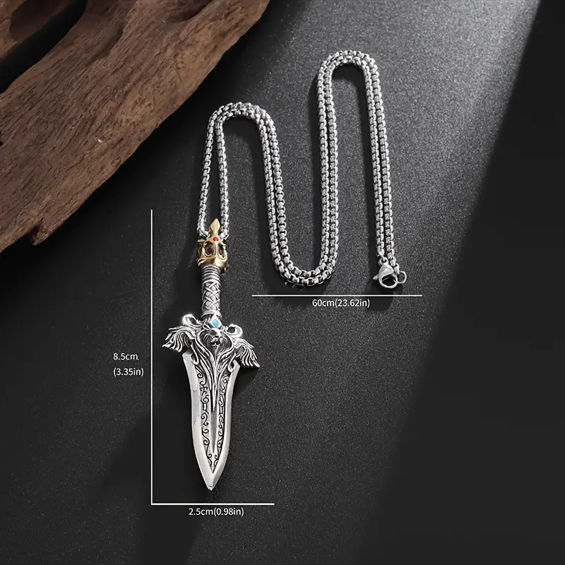 Lion's Head Crown Sword Necklace.