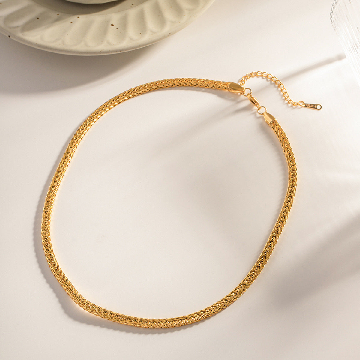 Gold Woven Twist High-grade Stainless Steel Necklace