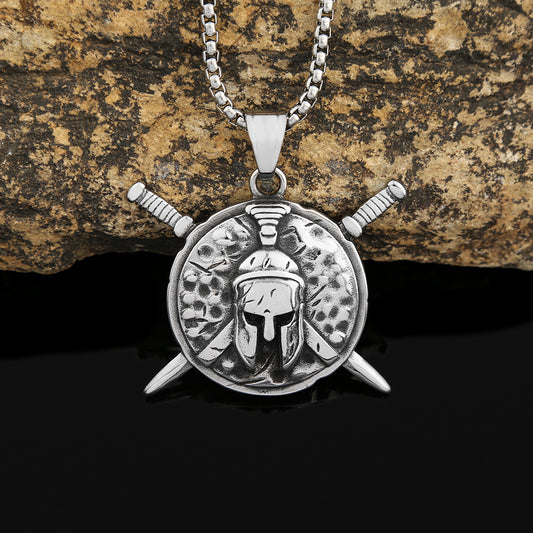 Double Sword Spartan Pendant Necklace